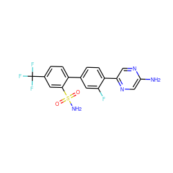 Nc1cnc(-c2ccc(-c3ccc(C(F)(F)F)cc3S(N)(=O)=O)cc2F)cn1 ZINC000224813597