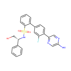 Nc1cnc(-c2ccc(-c3ccccc3S(=O)(=O)N[C@@H](CO)c3ccccc3)cc2F)cn1 ZINC000224762322