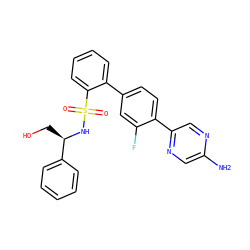 Nc1cnc(-c2ccc(-c3ccccc3S(=O)(=O)N[C@H](CO)c3ccccc3)cc2F)cn1 ZINC000224788066