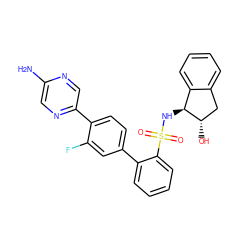 Nc1cnc(-c2ccc(-c3ccccc3S(=O)(=O)N[C@H]3c4ccccc4C[C@@H]3O)cc2F)cn1 ZINC000224761154