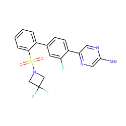 Nc1cnc(-c2ccc(-c3ccccc3S(=O)(=O)N3CC(F)(F)C3)cc2F)cn1 ZINC000212122052