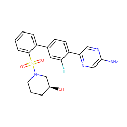 Nc1cnc(-c2ccc(-c3ccccc3S(=O)(=O)N3CCC[C@H](O)C3)cc2F)cn1 ZINC000212140444