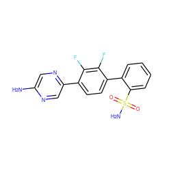 Nc1cnc(-c2ccc(-c3ccccc3S(N)(=O)=O)c(F)c2F)cn1 ZINC000224682339