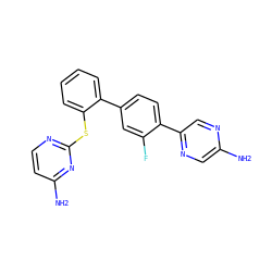 Nc1cnc(-c2ccc(-c3ccccc3Sc3nccc(N)n3)cc2F)cn1 ZINC000224790879