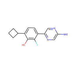 Nc1cnc(-c2ccc(C3CCC3)c(O)c2F)cn1 ZINC000224586801