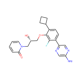 Nc1cnc(-c2ccc(C3CCC3)c(OC[C@@H](O)Cn3ccccc3=O)c2F)cn1 ZINC000224549380