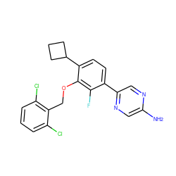 Nc1cnc(-c2ccc(C3CCC3)c(OCc3c(Cl)cccc3Cl)c2F)cn1 ZINC000212111877