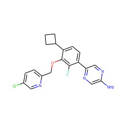 Nc1cnc(-c2ccc(C3CCC3)c(OCc3ccc(Cl)cn3)c2F)cn1 ZINC000224565247