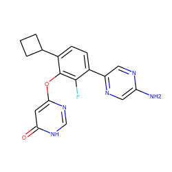 Nc1cnc(-c2ccc(C3CCC3)c(Oc3cc(=O)[nH]cn3)c2F)cn1 ZINC000224562965