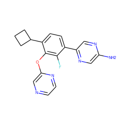 Nc1cnc(-c2ccc(C3CCC3)c(Oc3cnccn3)c2F)cn1 ZINC000224572123