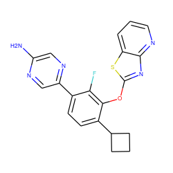 Nc1cnc(-c2ccc(C3CCC3)c(Oc3nc4ncccc4s3)c2F)cn1 ZINC000224551558