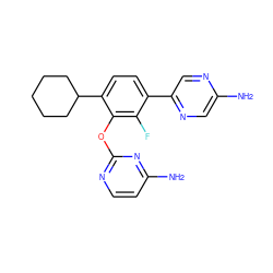 Nc1cnc(-c2ccc(C3CCCCC3)c(Oc3nccc(N)n3)c2F)cn1 ZINC000224567253