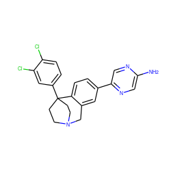 Nc1cnc(-c2ccc3c(c2)CN2CCC3(c3ccc(Cl)c(Cl)c3)CC2)cn1 ZINC000114346600