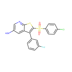 Nc1cnc2sc(S(=O)(=O)c3ccc(Cl)cc3)c(-c3cccc(F)c3)c2c1 ZINC000138815051