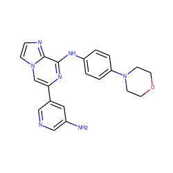 Nc1cncc(-c2cn3ccnc3c(Nc3ccc(N4CCOCC4)cc3)n2)c1 ZINC000146496680