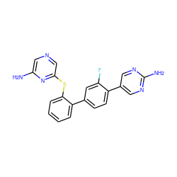 Nc1cncc(Sc2ccccc2-c2ccc(-c3cnc(N)nc3)c(F)c2)n1 ZINC000224789148
