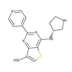 Nc1csc2c(N[C@@H]3CCNC3)nc(-c3ccncc3)nc12 ZINC000149085793