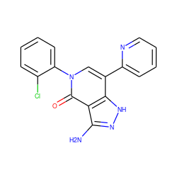 Nc1n[nH]c2c(-c3ccccn3)cn(-c3ccccc3Cl)c(=O)c12 ZINC000653802219