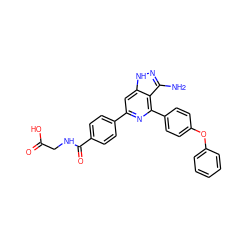 Nc1n[nH]c2cc(-c3ccc(C(=O)NCC(=O)O)cc3)nc(-c3ccc(Oc4ccccc4)cc3)c12 ZINC000068249020