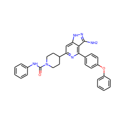 Nc1n[nH]c2cc(C3CCN(C(=O)Nc4ccccc4)CC3)nc(-c3ccc(Oc4ccccc4)cc3)c12 ZINC000204815409