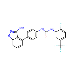 Nc1n[nH]c2cccc(-c3ccc(NC(=O)Nc4cc(C(F)(F)F)ccc4F)cc3)c12 ZINC000036176970