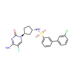 Nc1nc(=O)n([C@H]2CC[C@H](NS(=O)(=O)c3cccc(-c4cccc(Cl)c4)c3)C2)cc1F ZINC000049031581