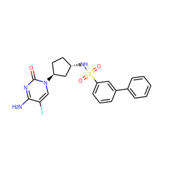 Nc1nc(=O)n([C@H]2CC[C@H](NS(=O)(=O)c3cccc(-c4ccccc4)c3)C2)cc1F ZINC000049033017