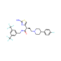 Nc1nc([C@@H](CCN2CCC(c3ccc(F)cc3)CC2)C(=O)NCc2cc(C(F)(F)F)cc(C(F)(F)F)c2)cs1 ZINC000028702676