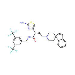 Nc1nc([C@@H](CCN2CCC3(C=Cc4ccccc43)CC2)C(=O)NCc2cc(C(F)(F)F)cc(C(F)(F)F)c2)cs1 ZINC000028702683