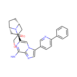 Nc1nc([C@H]2C[C@@H]3CC[C@H](C2)N3C(=O)CO)cn2c(-c3ccc(-c4ccccc4)nc3)cnc12 ZINC000103145863