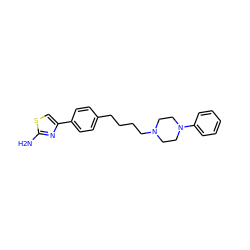 Nc1nc(-c2ccc(CCCCN3CCN(c4ccccc4)CC3)cc2)cs1 ZINC000027992410