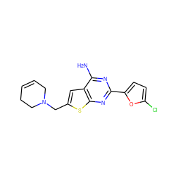 Nc1nc(-c2ccc(Cl)o2)nc2sc(CN3CC=CCC3)cc12 ZINC000118592948