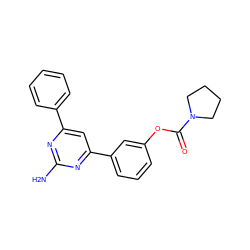 Nc1nc(-c2ccccc2)cc(-c2cccc(OC(=O)N3CCCC3)c2)n1 ZINC000653773235