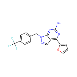 Nc1nc(-c2ccco2)c2cnn(Cc3ccc(C(F)(F)F)cc3)c2n1 ZINC000029046511