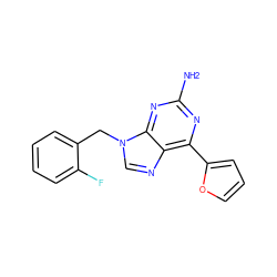 Nc1nc(-c2ccco2)c2ncn(Cc3ccccc3F)c2n1 ZINC000029048000