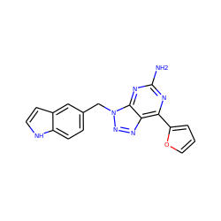 Nc1nc(-c2ccco2)c2nnn(Cc3ccc4[nH]ccc4c3)c2n1 ZINC000040875052