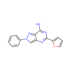 Nc1nc(-c2ccco2)nc2cn(-c3ccccc3)nc12 ZINC000653853929