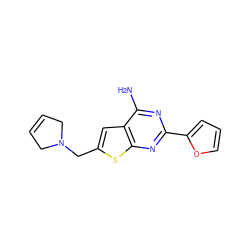 Nc1nc(-c2ccco2)nc2sc(CN3CC=CC3)cc12 ZINC000169329937