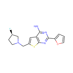 Nc1nc(-c2ccco2)nc2sc(CN3CC[C@@H](F)C3)cc12 ZINC000118599351