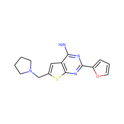 Nc1nc(-c2ccco2)nc2sc(CN3CCCC3)cc12 ZINC000118711415