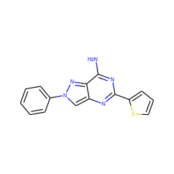 Nc1nc(-c2cccs2)nc2cn(-c3ccccc3)nc12 ZINC000653753180