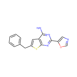 Nc1nc(-c2cnco2)nc2sc(Cc3ccccc3)cc12 ZINC000096908551