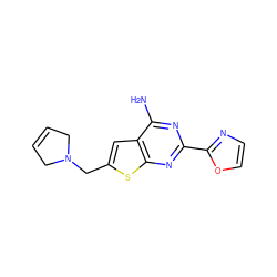 Nc1nc(-c2ncco2)nc2sc(CN3CC=CC3)cc12 ZINC000169329948