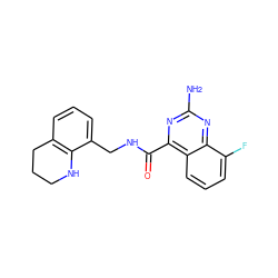 Nc1nc(C(=O)NCc2cccc3c2NCCC3)c2cccc(F)c2n1 ZINC000653793970