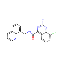 Nc1nc(C(=O)NCc2cccc3cccnc23)c2cccc(Cl)c2n1 ZINC000653687469