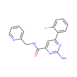 Nc1nc(C(=O)NCc2ccccn2)cc(-c2ccccc2Cl)n1 ZINC000045351391