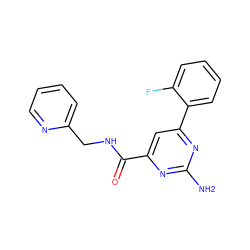 Nc1nc(C(=O)NCc2ccccn2)cc(-c2ccccc2F)n1 ZINC000045393416