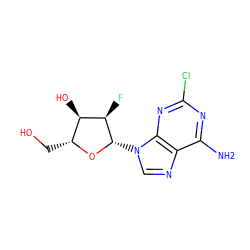 Nc1nc(Cl)nc2c1ncn2[C@@H]1O[C@H](CO)[C@@H](O)[C@H]1F ZINC000044171332