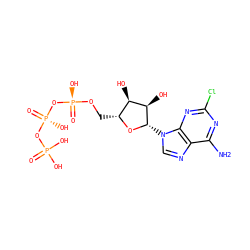 Nc1nc(Cl)nc2c1ncn2[C@@H]1O[C@H](CO[P@@](=O)(O)O[P@@](=O)(O)OP(=O)(O)O)[C@@H](O)[C@H]1O ZINC000004475125