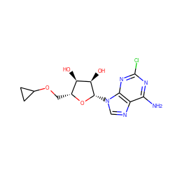 Nc1nc(Cl)nc2c1ncn2[C@@H]1O[C@H](COC2CC2)[C@@H](O)[C@H]1O ZINC000013863898